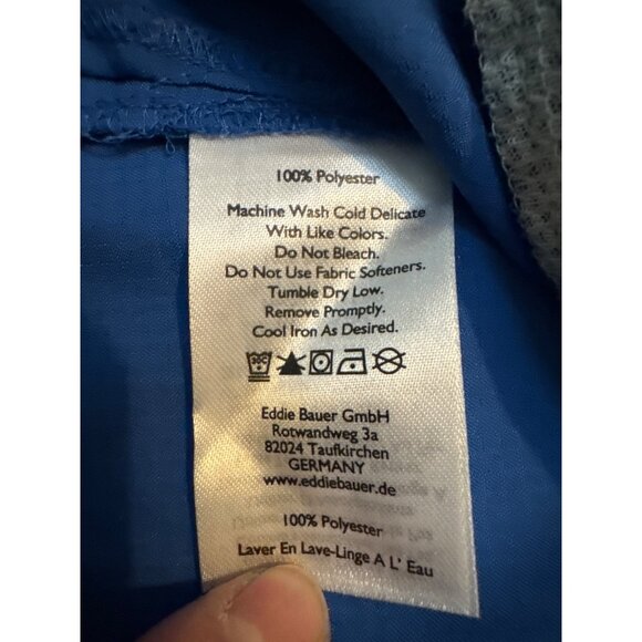 Eddie Bauer Womens Blue Sleeveless Button-Down Shirt Large Polyester - Picture 4 of 12